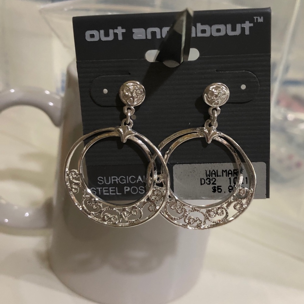 Silver Tone Round Hoops